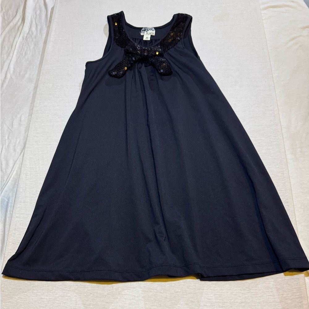Place Black Sleeveless Dress with Sequin Bow